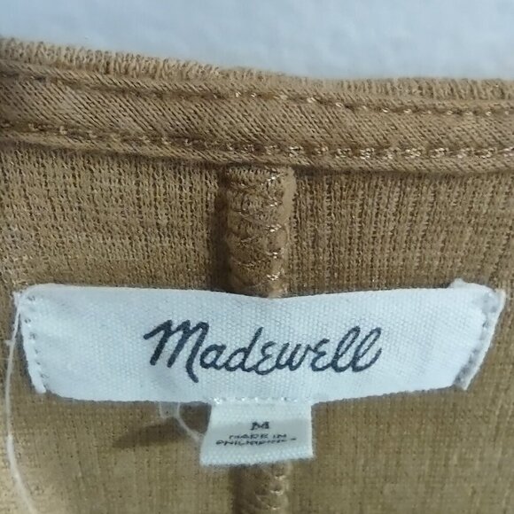 Madewell Women's Tan Flutter Sleeve Faux Wrap Mini Dress - Picture 5 of 9